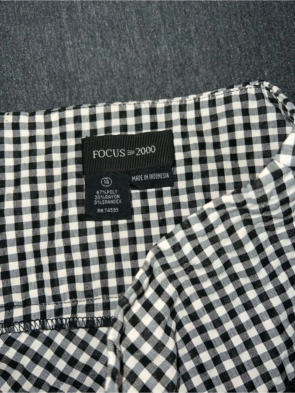 Focus 2000 Black and White Gingham A-Line Skirt with Trim